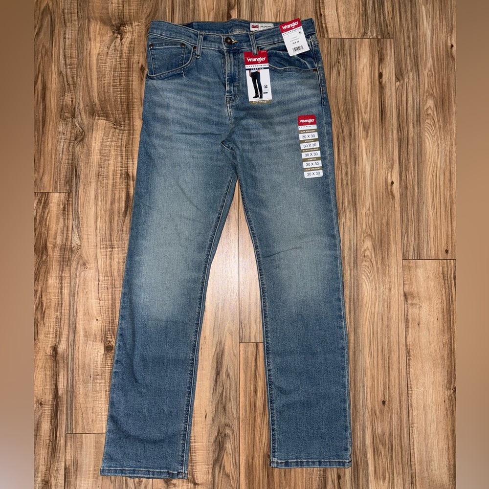 Wrangler Men’s Slim Straight Blue Jeans (30x30)